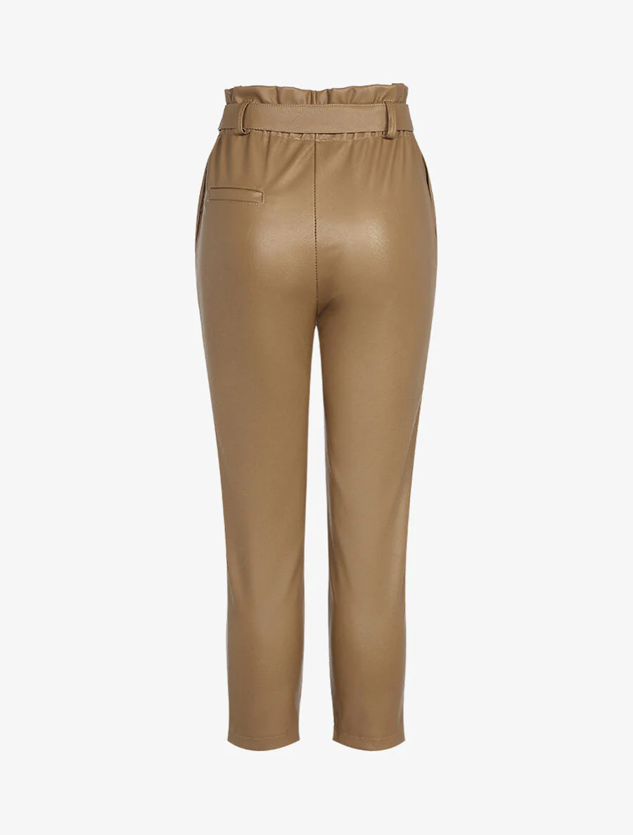 7/8 broek in imitatieleer - Kameel - Image 2