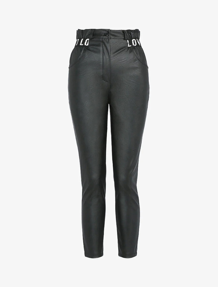 7/8 broek met love detail - Zwart