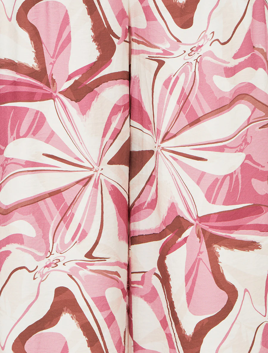 Abstracte bedrukte broek met elastische hoge taille - Roos - Image 3