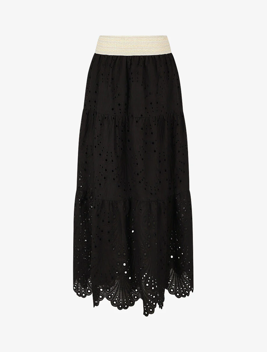 Ajour rok met hoge taille - Zwart - Image 2