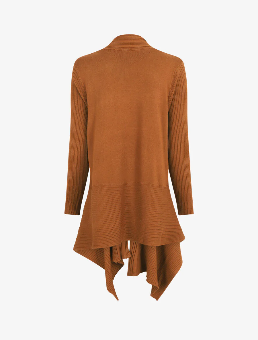 Asymmetrisch geribd vest - Kameel - Image 3