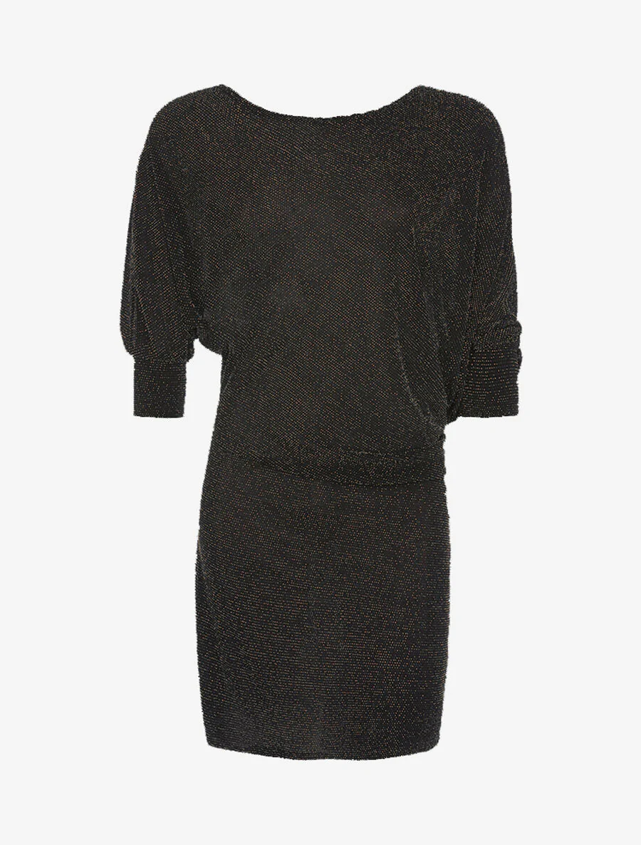 Asymmetrische effen glitterjurk - Zwart