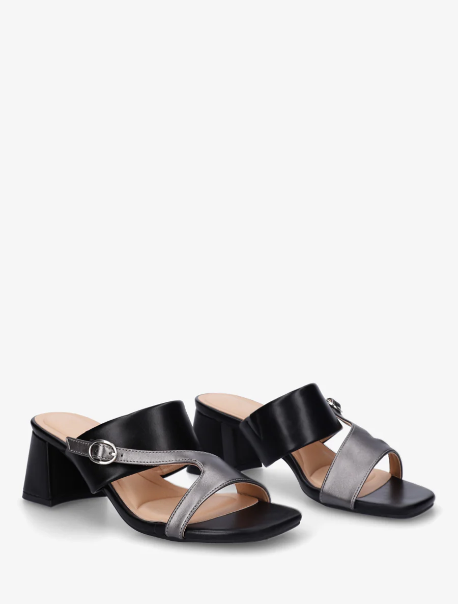 Asymmetrische enkelband sandalen - Zwart - Image 4