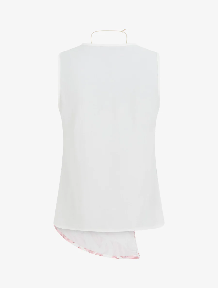 Asymmetrische mouwloze top met abstracte print - Roos - Image 2