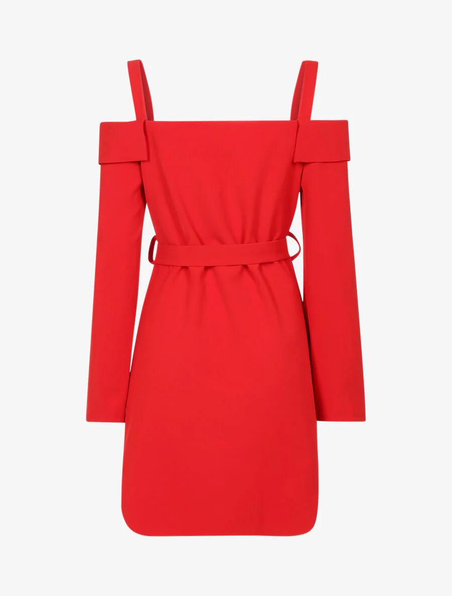Asymmetrische off-shoulder jurk met revers - Rood - Image 2