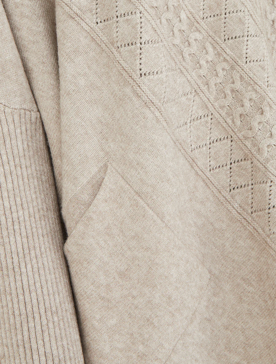 Asymmetrische poncho met lange mouwen en zakken - Mol - Image 3