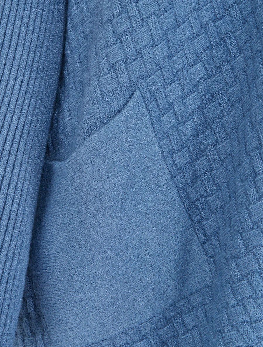 Asymmetrische poncho met opstaande kraag - Blauw - Image 4