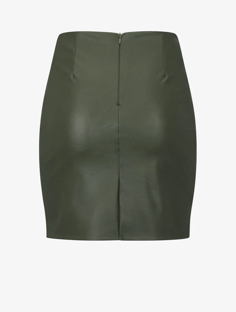 Asymmetrische rok in imitatieleer - kaki - Image 2