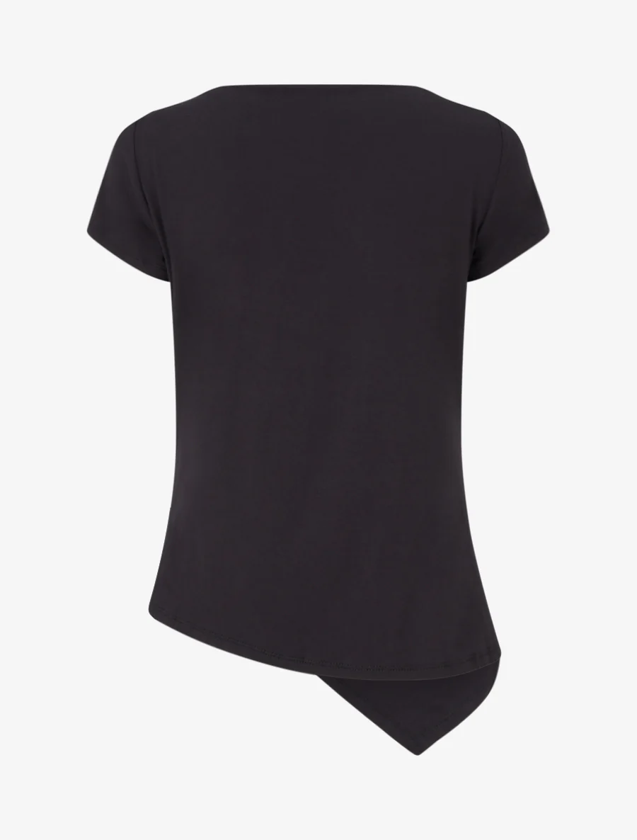 Asymmetrische top met korte mouwen - Zwart - Image 2