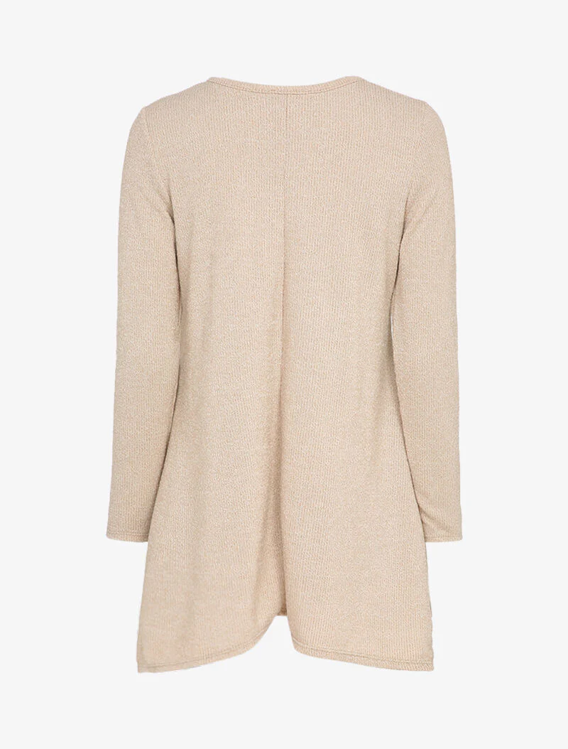 Asymmetrische trui met veerbroche - Beige - Image 2