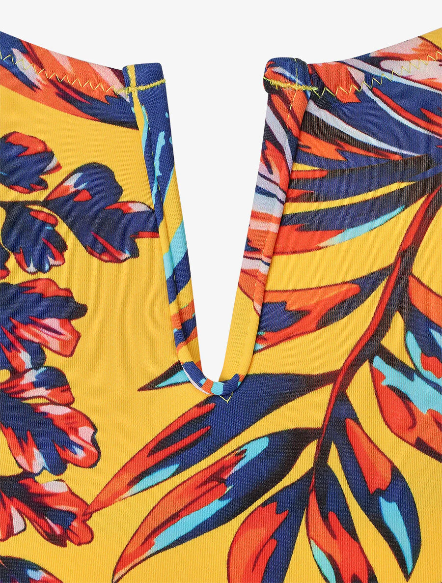 Badpak met tropische plantenprint - Geel - Image 3
