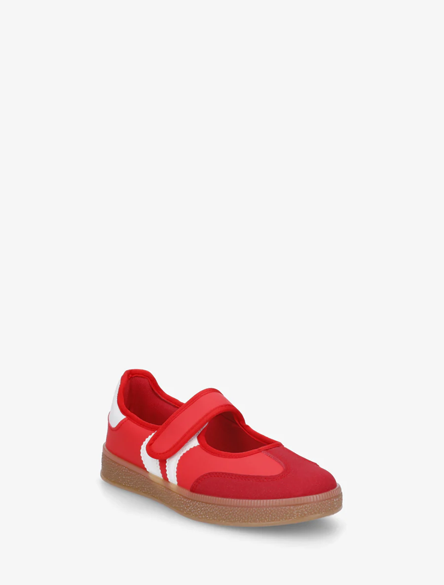 Ballerina's in sneakerstijl met klittenband. - Rood - Image 2