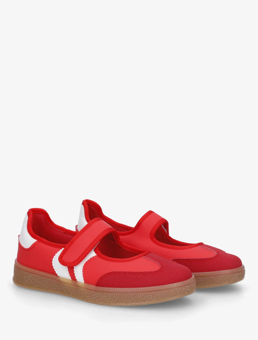 Ballerina's in sneakerstijl met klittenband. - Rood - Image 4