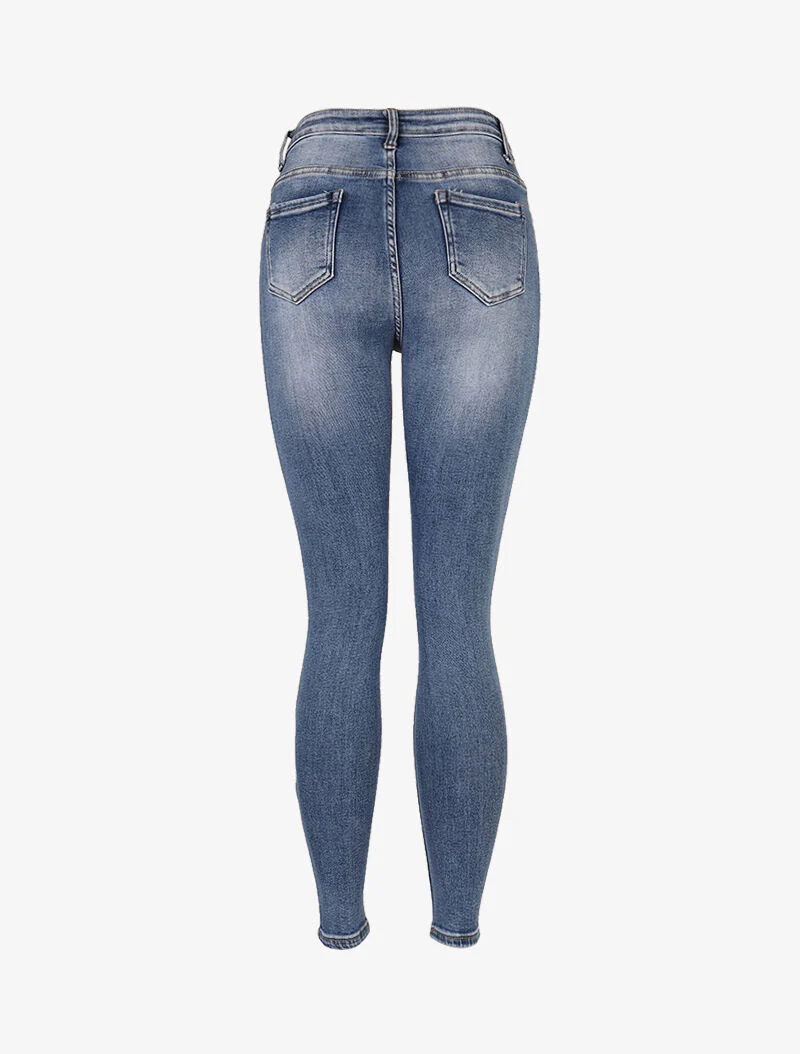 Basis jeans met hoge taille - licht denim - Image 4