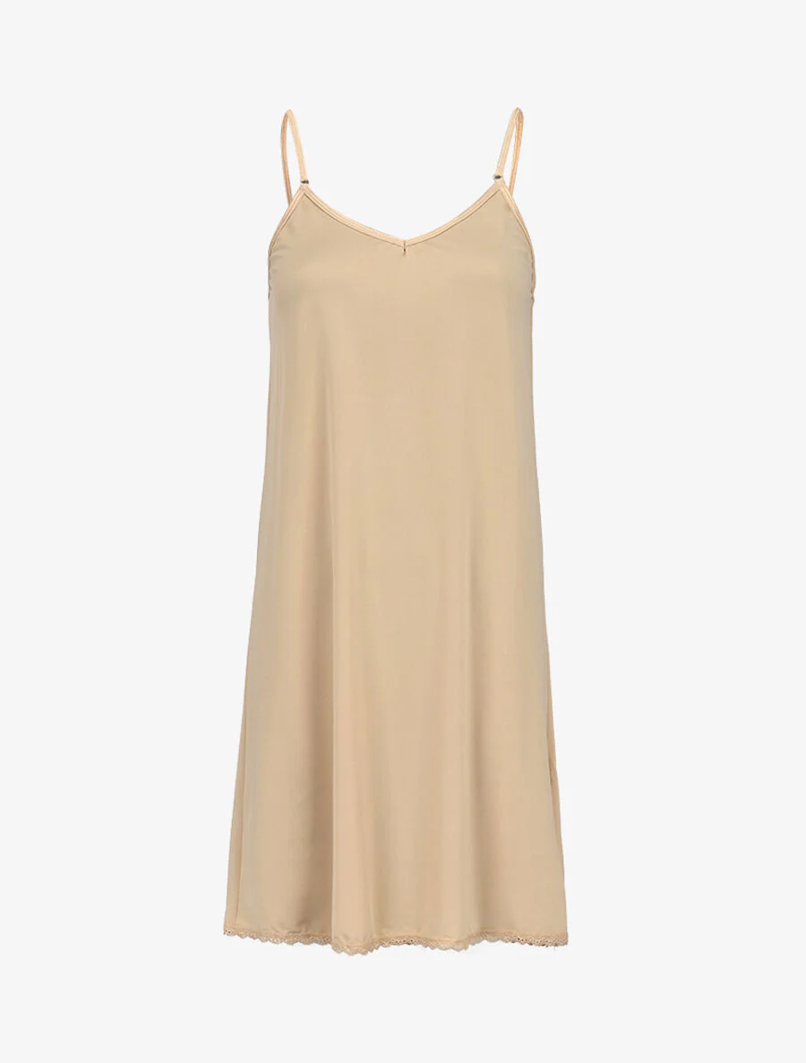 Basis nachthemd met kanten rand - beige
