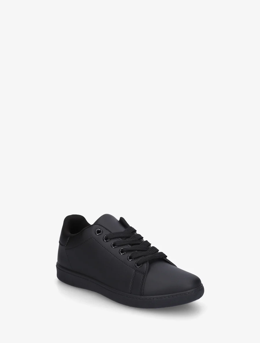 Basic sneakers van imitatieleer - Zwart - Image 2
