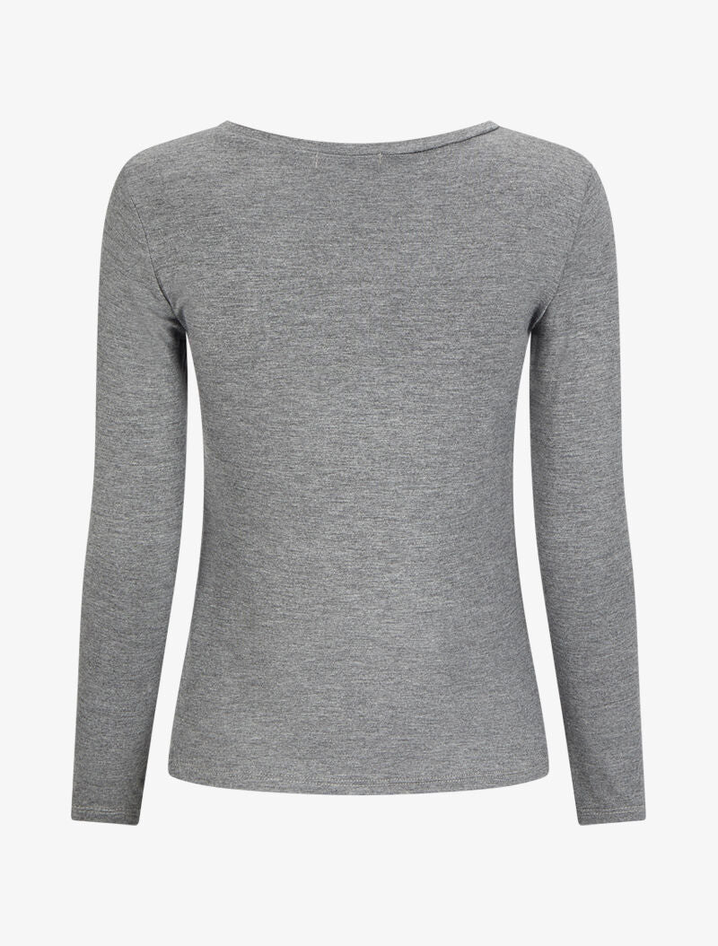 Basic top met lange mouwen - Grijs - Image 2