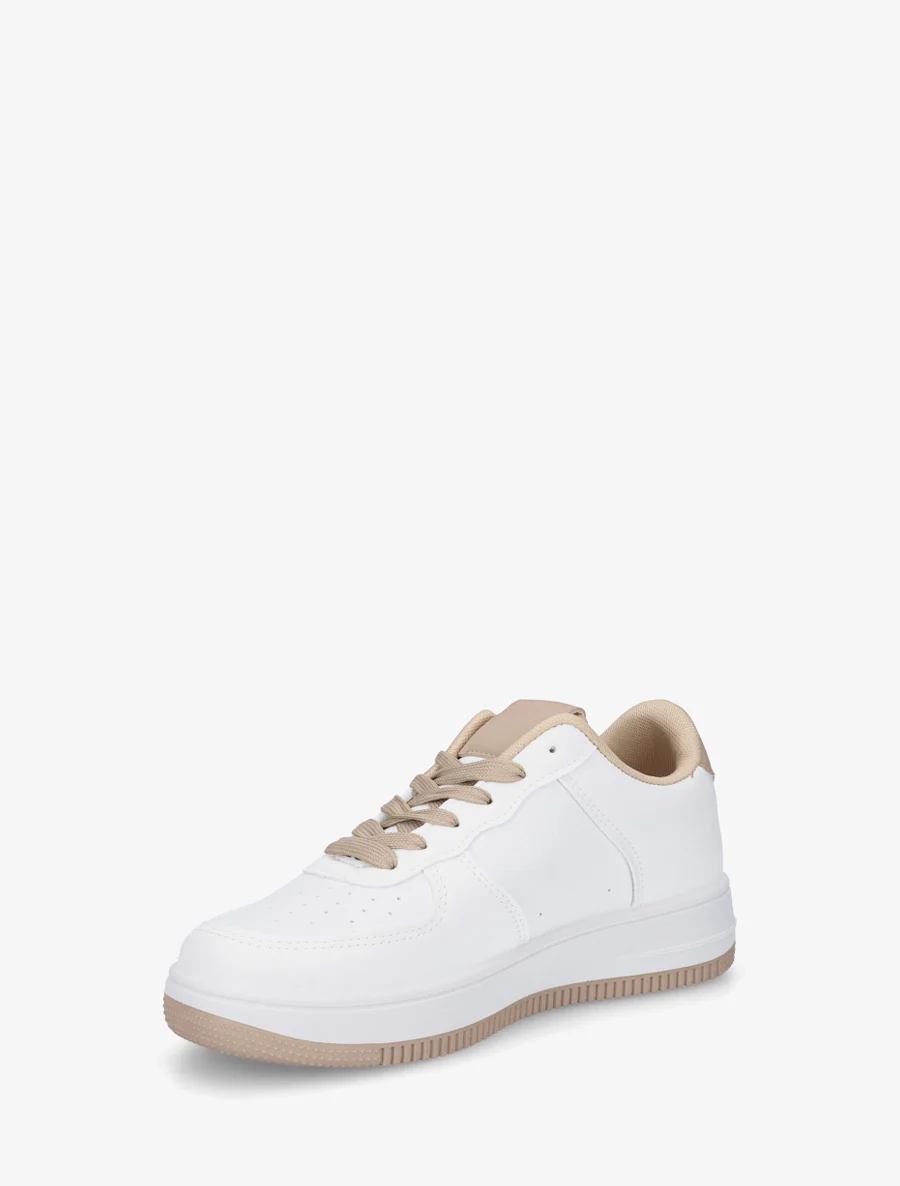 Basissneakers van imitatieleer - Donker beige - Image 3