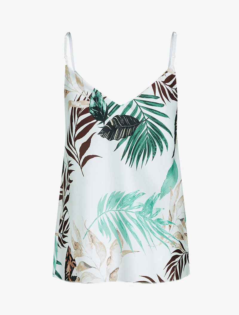 Satijnen tanktop met prints - petrolblauw - Image 2