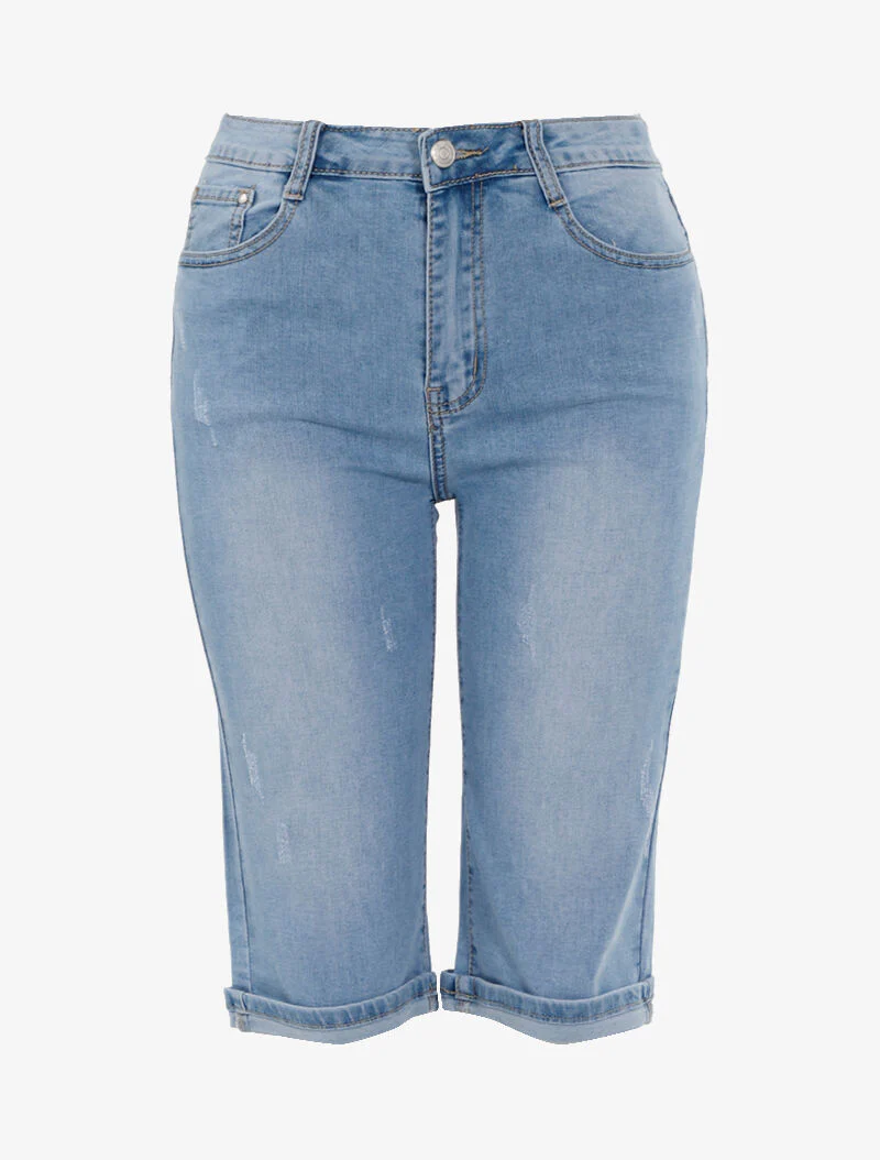 Bermuda geschaafd rechte snit - denim - blauw denim