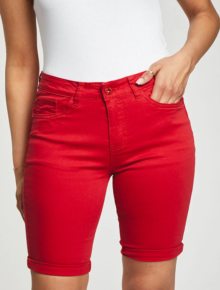 Bermuda stretch met afgeronde zoom - Rood - Image 4