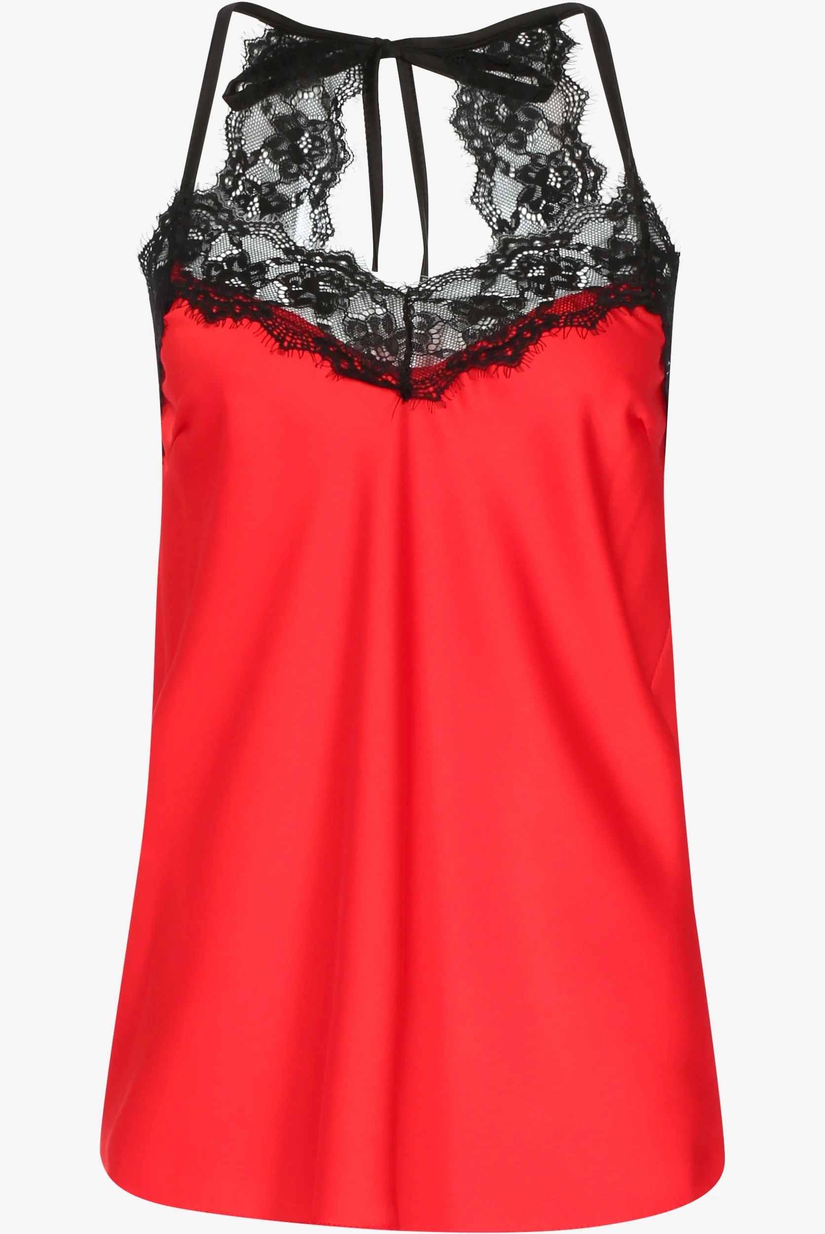 Bi-materiaal caraco met racerback - Rood
