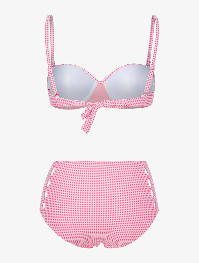 Bikini 50's met kleine ruitjes - fuchsia - Image 2