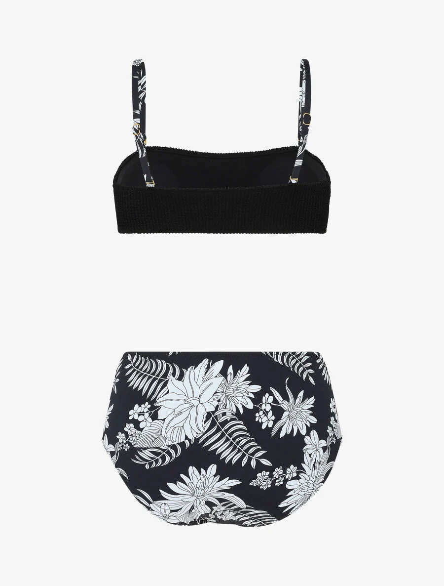 Bikini met bi-materiaal beha - Zwart - Image 2
