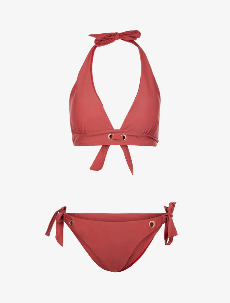 Bikini met oogjesdetails - donkerroze