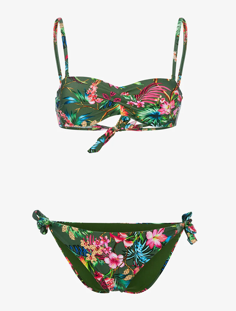 Tropische print bikini - kaki