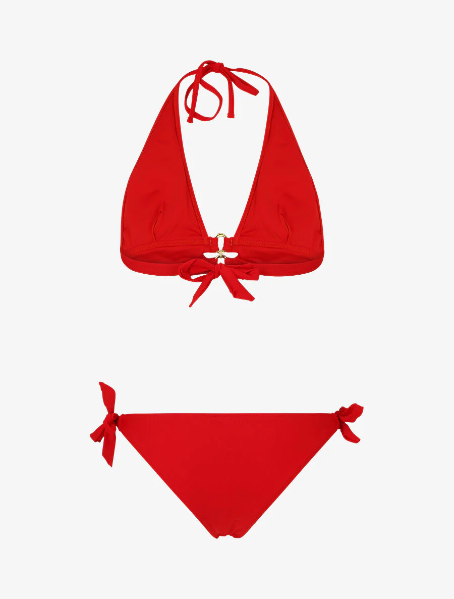 Driehoekige bikini met ringdetails - Rood - Image 2