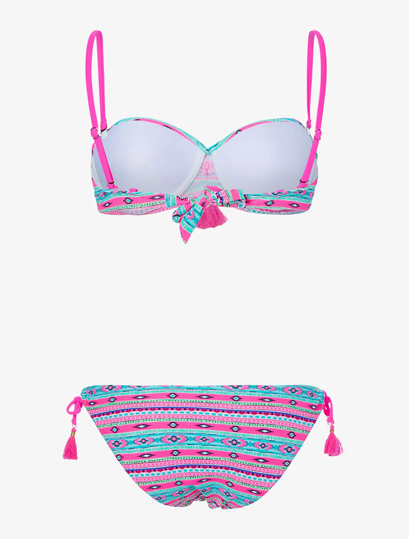 Flitsende etnische bikini - roze/turkoois - Image 2