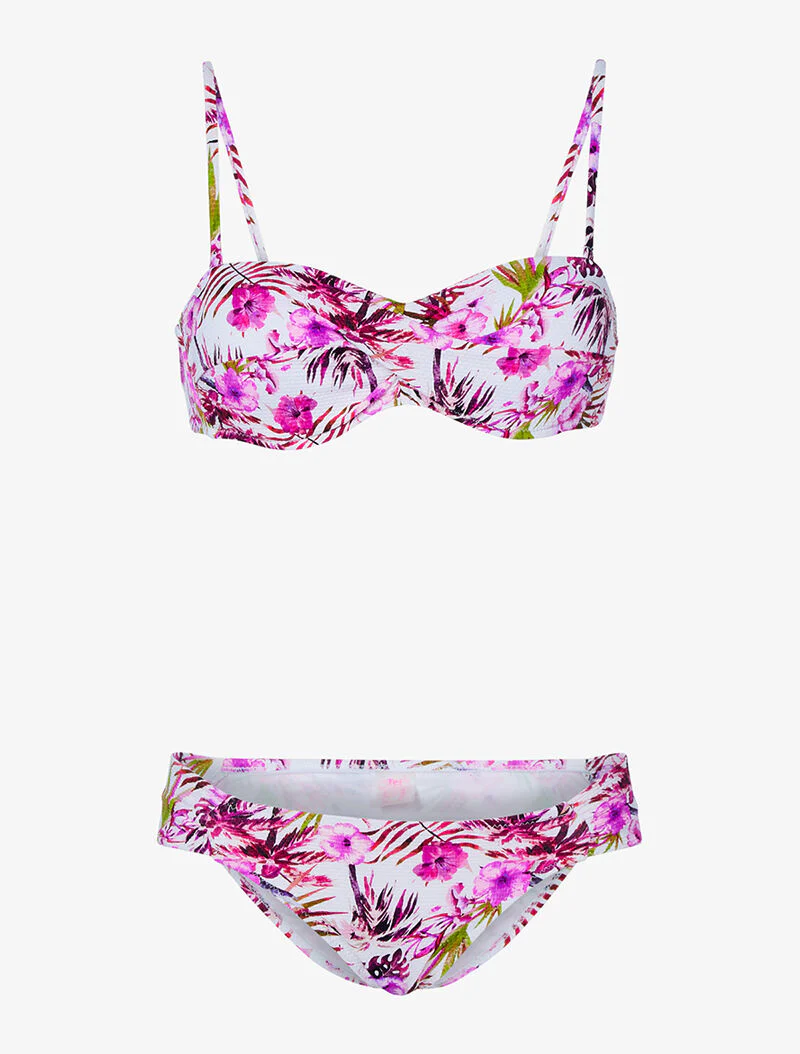 Gevlochten jungle bikini - wit/roze