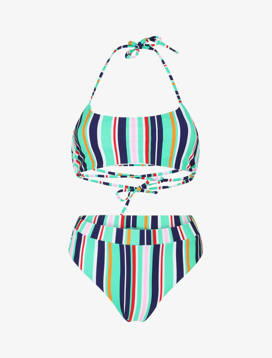 Bikini met bandjes om te strikken aan de hals - Groen