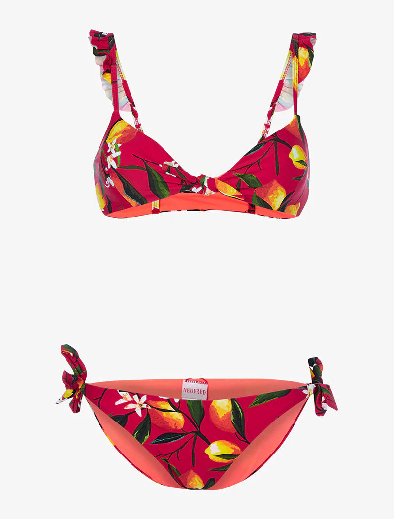 Bikini met citroenprint - rood