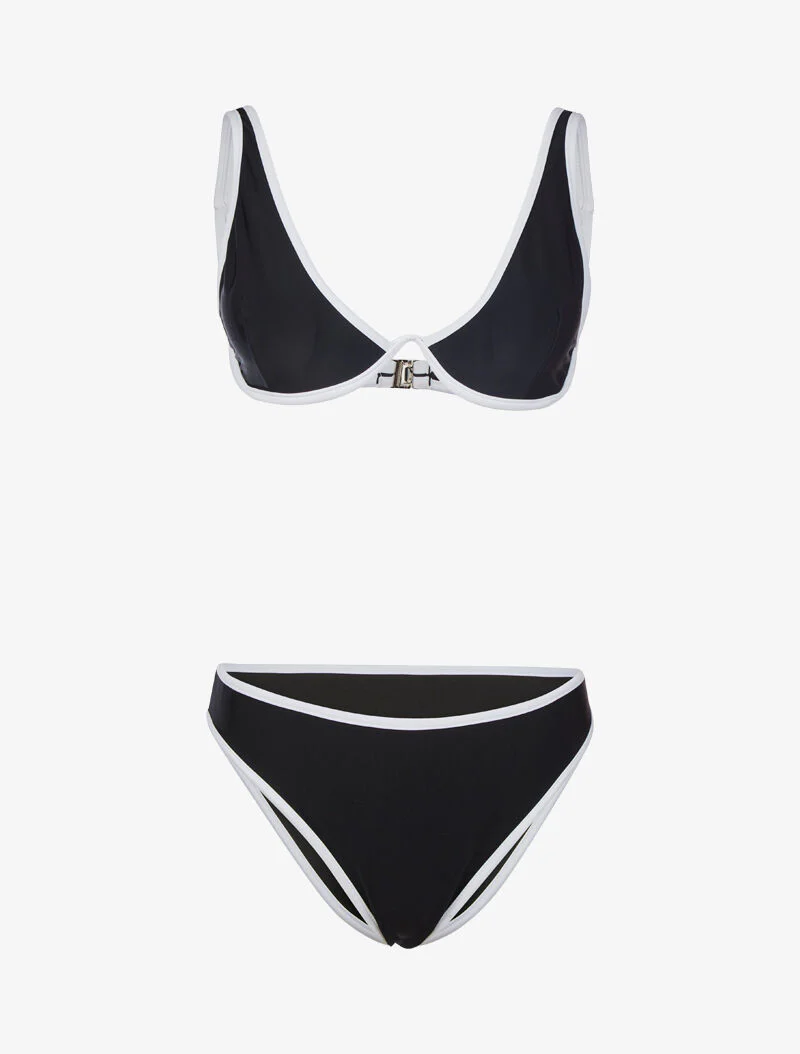 Bikini met contrasterende biezen - zwart