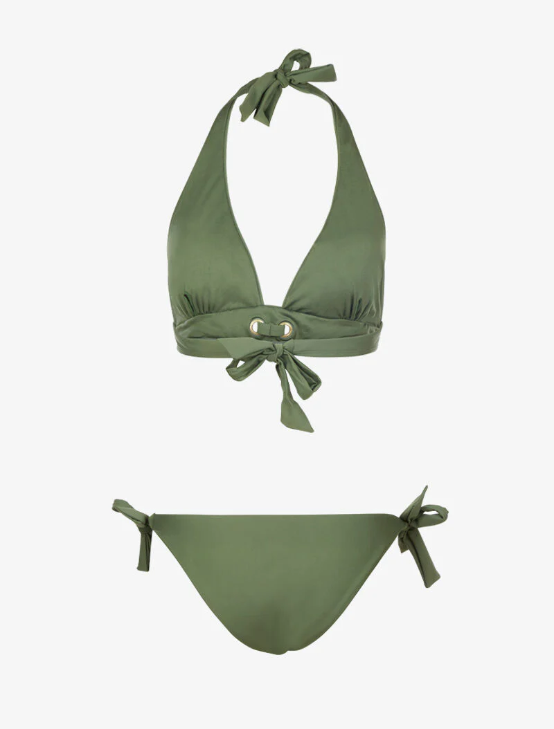Bikini met oogjesdetails - kaki - Image 2
