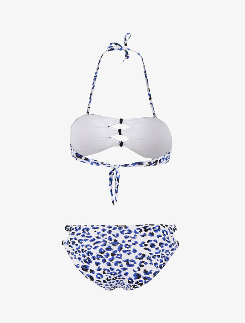Leopardprint uitgesneden bikini - blauw - Image 2
