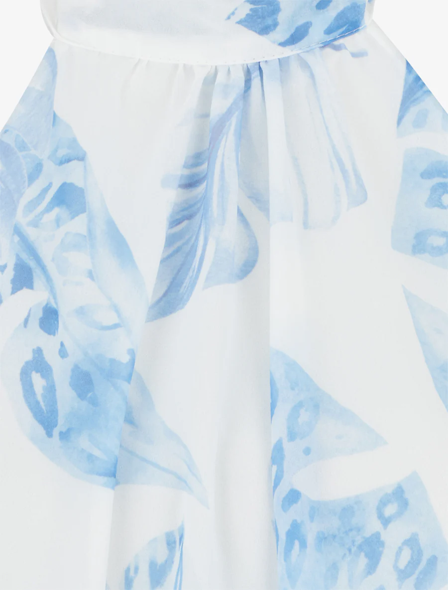 Bladerige rugloze volant jumpsuit. - Blauw - Image 4