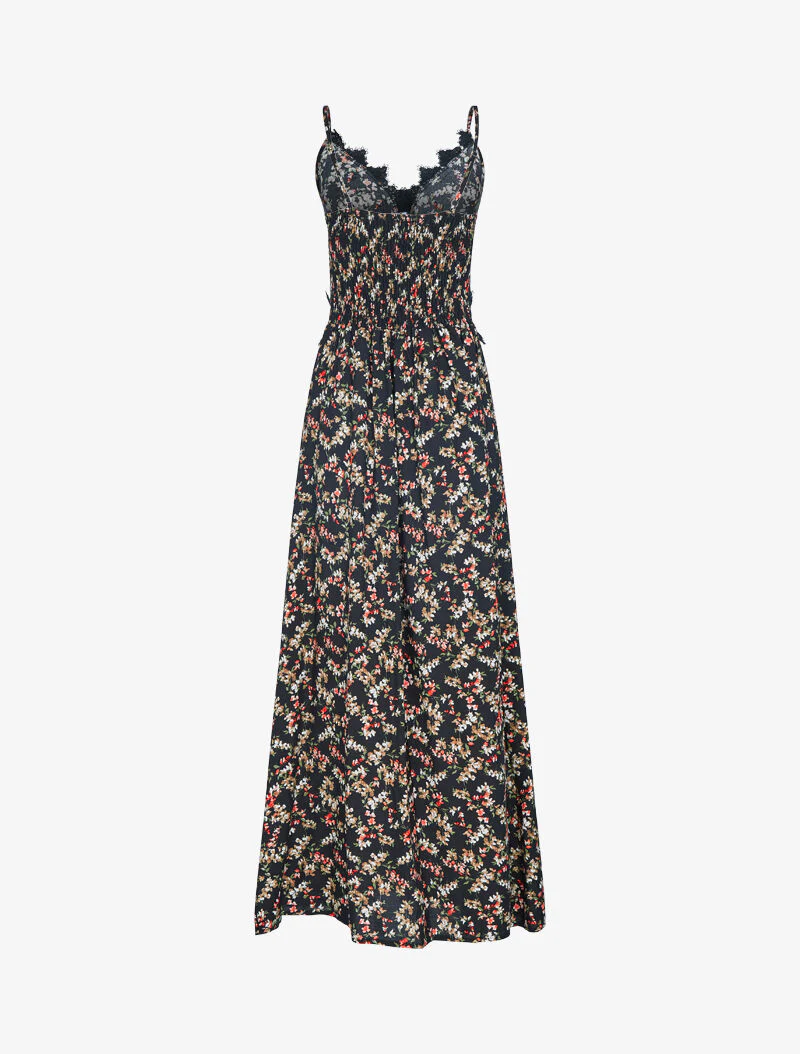Bloemenjurk met haakdetails - zwart - Image 2