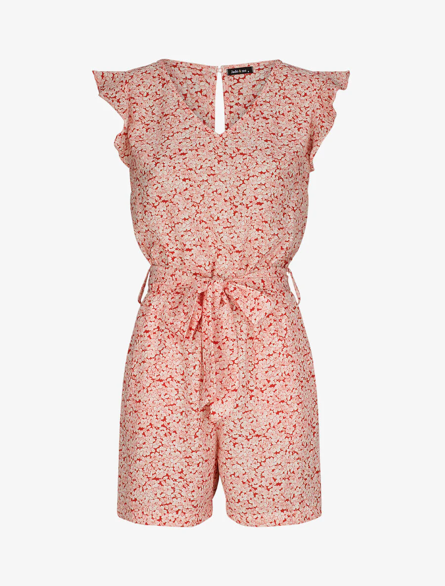 Bloemenprint jumpsuit - Rood