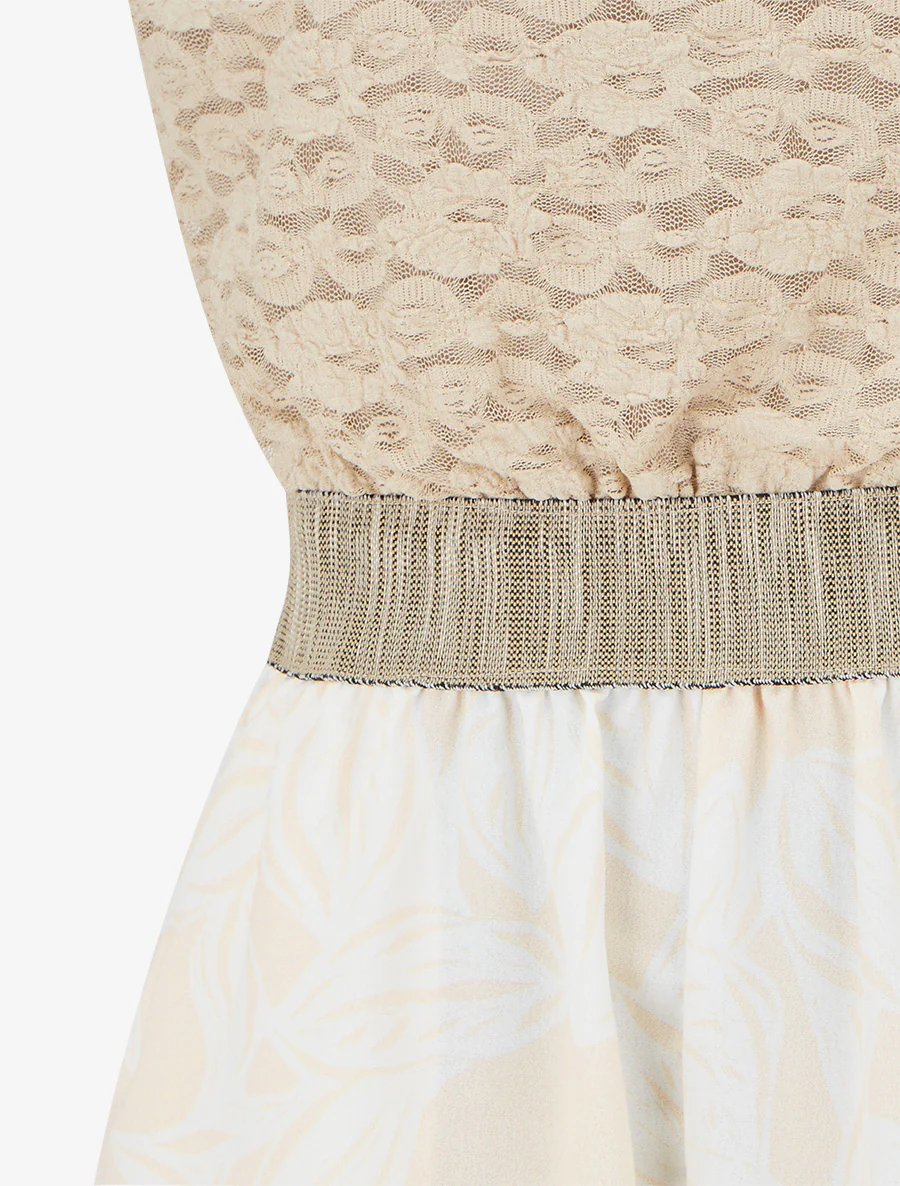 Bloemenprint jumpsuit met kanten bovenstuk - Beige - Image 3