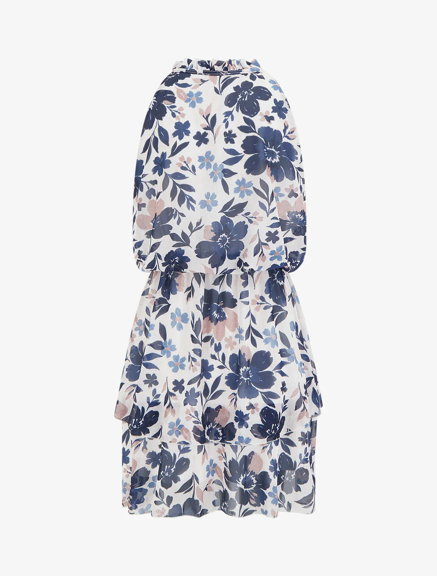Bloemenprint jurk met elastische taille - Marine - Image 2