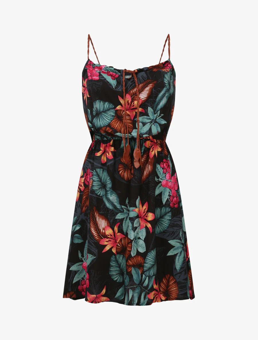 Bloemenprint plooirok - Donkerblauw