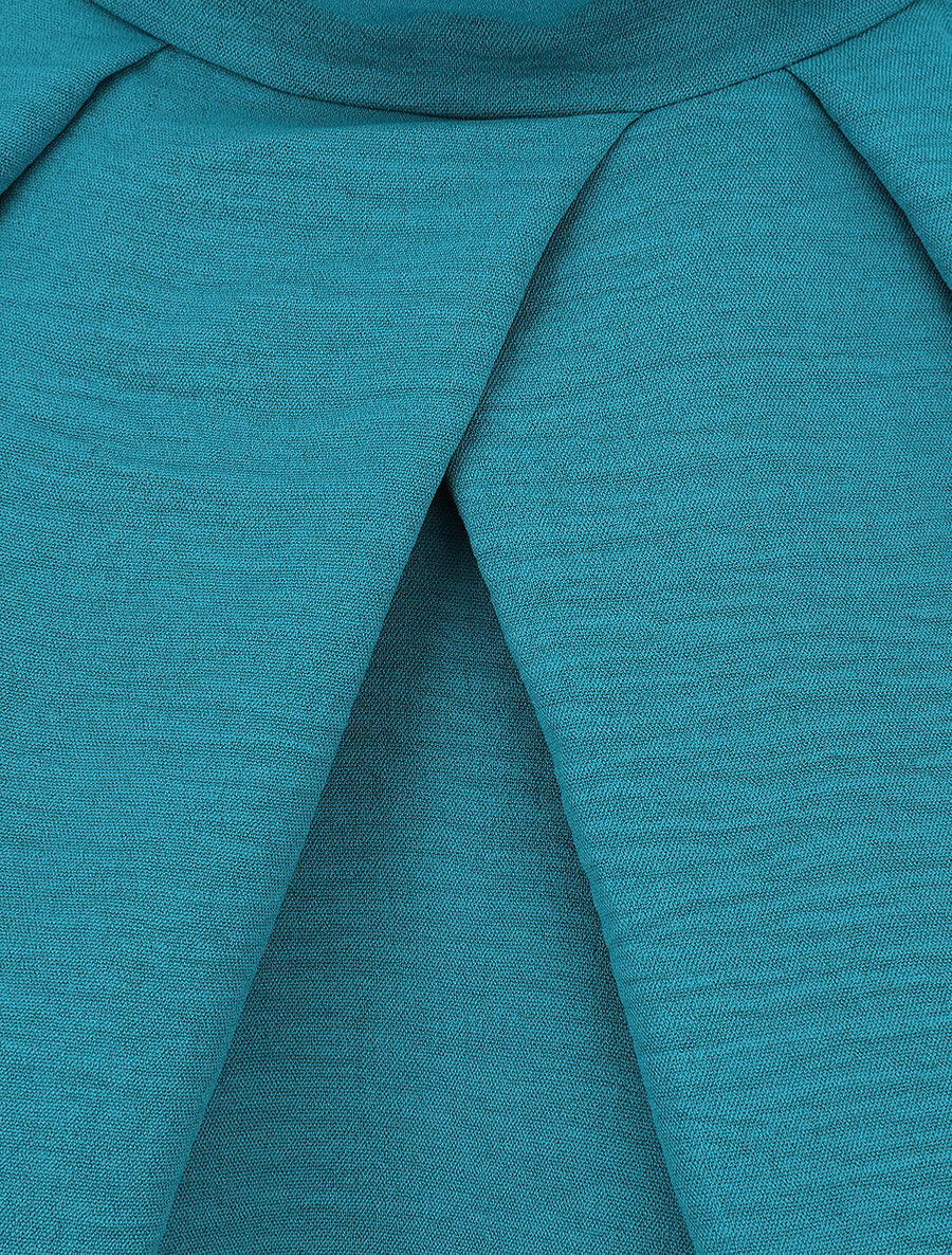 Blouse met gekruiste plooien - Laguneblauw - Image 3