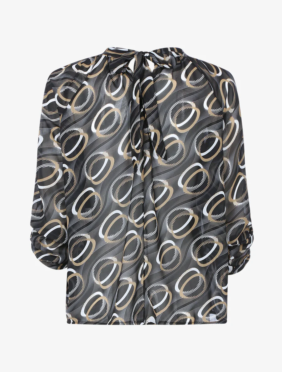 Blouse met grafische print - Zwart - Image 2