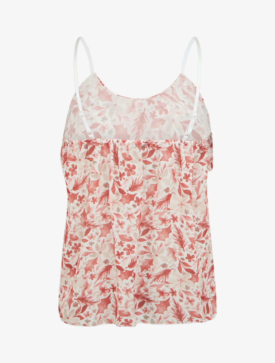 Blouse met ruches en bladprint. - Rood - Image 2