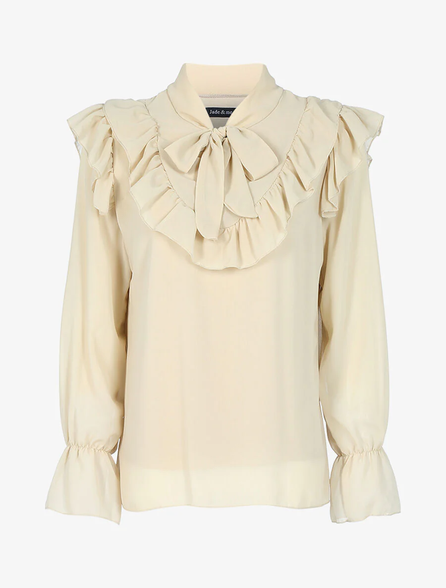 Blouse met ruchesdetails - Beige