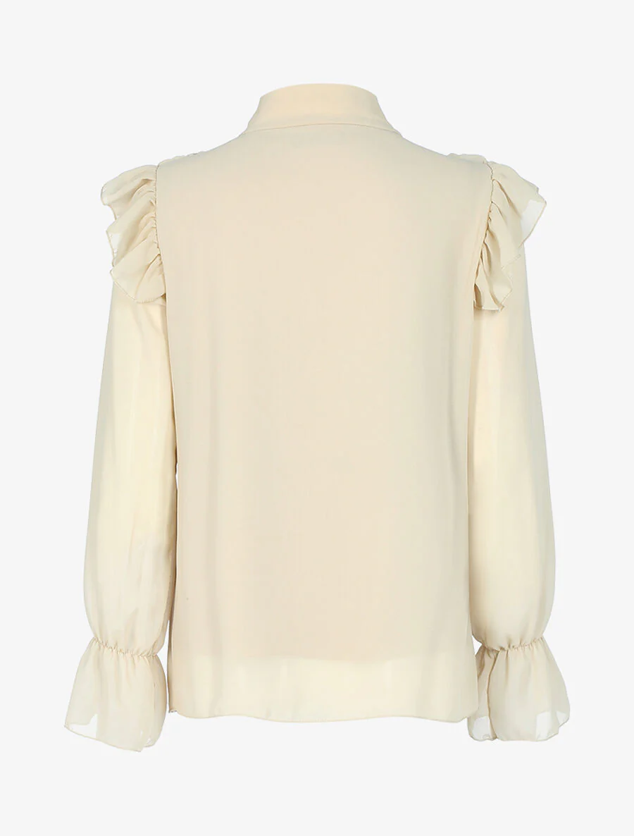 Blouse met ruchesdetails - Beige - Image 2