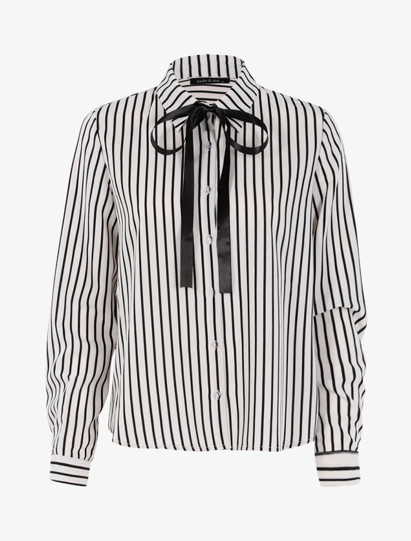Gestreepte blouse - zwart/ecru